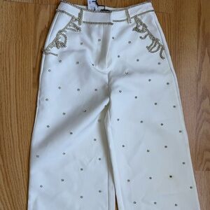 Nasty Gal White Pants with Silver Accents